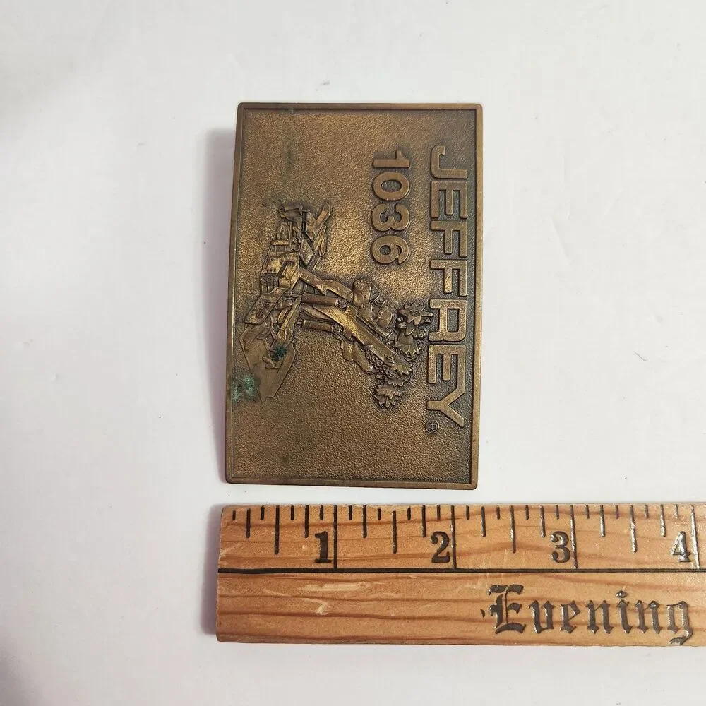 Mens Vintage Belt Buckle Mining JEFFREY 1028 3D Graphic 80’s Collectible